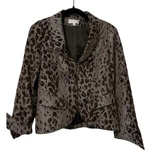 Anne Fontaine Marque Deposee Brown Virginie Leopard Zip Blazer Jacket Size 40